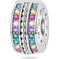 925 Sterling Silver Charms Bead Colored CZ Zircon Safety Buckle Fit Original Bracelet DIY Women Jewelry Gift