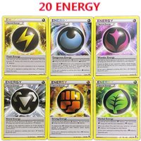 20pcs Pokemon Special Energy Cards Set English Trainer & Mega Energy Cards Collectible Trading Cards for TCG Players Game