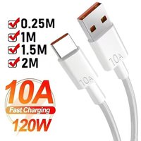 120W Type C Fast Charging Cable Phone Charger Data Cord For Huawei Mate 40 50 Honor Samsung Xiaomi 10A USB C Quick Charge Cable