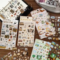 Cute Pet & Coffee Themed Decor Stickers, Healing Stationery Gifts, Perfect for Junk Journal, Bottle & Phone Case Decoration