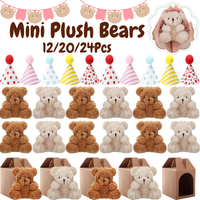 12-24Set Mini Plush Bears Teddy Bear Stuffed Animal Small Bear Bulk Soft Bear Doll For Birthday Gifts Party Favors Baby Shower