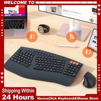Meetion 2.4G Ergonomic Design Bluetooth Wireless Keyboard Mouse Combo,121/122 Keys Dual-Mode Office Keyboard Set For PC Computer
