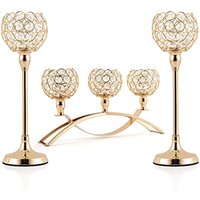 Gold Candle Holders for Table Centerpieces,Tealight Candlestick, Candelabra Stand, 3 Arms for Living Room, Wedding Decor