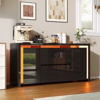 Rosahqnda Hochglanz-Sideboard für das Wohnzimmer mit 3 Schubladen, Buffetschrank, moderner Wohnzimmerschrank für Esszimmer und Flur