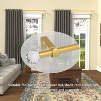 5/ 8inch Iron Spliced Roman Rod, Gold Curtain Rod, Decorative Head Is in a Transparent Crystal Style, Can Be Used to Install Curtains, Sheer Curtains, Shower Curtains, Suitable for Windows from 28inch