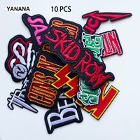 10 PCS/Lots Band Patch Music Rock Letter Iron On Patches For Clothing DIY Embroidered Sewing Decoration Applique Heavy Metal