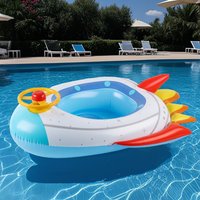 1 x raketenförmiger, verdickter aufblasbarer Sitzring mit Lenkrad, Sommer-Unterarmschwimmer für Pool- und Strandpartys
