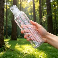 500ML Clear Straight Sip Water Bottle with Bow, Heart & Daisy Prints, Minimalist Large Capacity Leakproof Reusable Cup for Ice D
