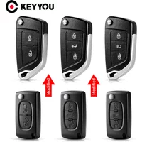 KEYYOU CE0523/CE0536 Modified Car Key Shell Uncut Case For Peugeot 306 407 Partner For Citroen C2 C4 C5 C6 C8 Berlingo Picasso
