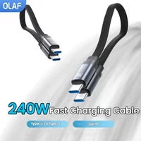 240W 20CM Type C To USB C Cable Fast Charging Short Data Cable For iPhone 15 16 17 Samsung Huawei Xiaomi Power Bank USB C Cable