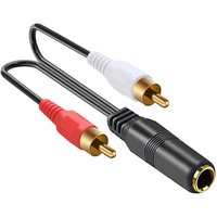 0.3m Dual RCA to 6.35mm Adapter Cord 1/4 Inch TRS Jack to 2 RCA R/L Y Splitter Stereo Audio Cable for Speaker Amplifier Mixer