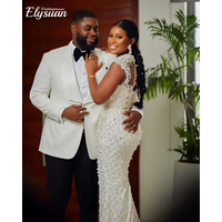 Customized Arabic Mermaid WeddingDresses Luxury Pearls Beaded illusion long sleeve Plus Size Bridal Gowns Vestidos De Novia