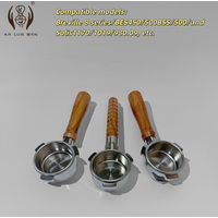 1Pc Espresso Bottomless Portafilte/Bottomless/304 Stainless Steel/54mm/Rosewood Portion/Detachable/Suitable for Breville 8 Model