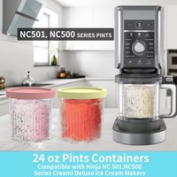 Containers Replacement for Ninja Creami NC500/NC501 Deluxe Pints Lids Creamy Ice Cream Containers Cups Set Family Size