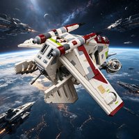 Classic Space War Gunship Aircraft MOC Building Blocks LAAT Fighter Model DIY Assembly Bricks Toy For Adult Kids Collection Gift