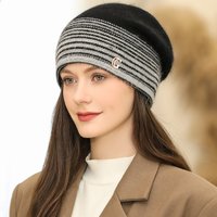 Neue Frauen Winter Hut Kaninchen Fell Mischung Warme Beanie Hut Für Weibliche Casual Streetwear G Brief Gestrickte Hut