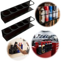 2 Pack Heavy-Duty Spray Can Holder Organizer Black Wall-Mounted Steel Spray Bottle Rack Holds 5 Cans for Garage And Workspace