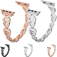 Diamond Heart Strap for Apple Watch band 46mm 40mm 41mm 42mm 44mm 45mm 49mm Metal Bracelet iWatch series 10 9 8 7 SE 6 5 Ultra 2