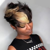 1B/27 Short Pixie Cut Wig with Bangs for Women Straight Human Hair Layered Wigs Black Mixed Honey Blonde Wig Machine made Wig