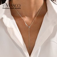 eManco Women's Silver Color Fashion DIY Jewelry charm Adjustable Length Pendant Necklace Stainless Steel Choker Necklace