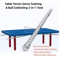 Neuer Tischtennis-Serving-Trainer und Ballsammler, 2-in-1-PVC-Material, weiße und klare Farbe, verstellbare Neigung unter dem Tisch
