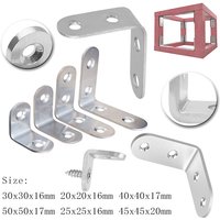 5/10PCS 20 25 30 40 45 50mm 304 Stainlesss Steel L Shape Corner Brace, Furniture Cabinet Shelf Right Angle Bracket Fastener