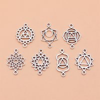 7pcs Antique Silver Color Chakra Connector Charms Collection For DIY Jewelry Making, 7 Styles, 1 of Each