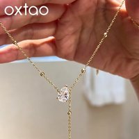 OXTAO Certified Water Drop Moissanite Necklace 2ct D VVS1 for Women Asymmetric Charm Necklace Wedding Jewelry 14K Gold Filled
