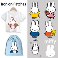 Cute Miffyed Iron on Patches Cartoon DIY Exquisite Printed Birthday Clothes Gifts Fashion Heat Transfer Stickers Clothing Decals