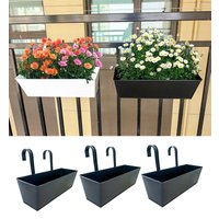 Outdoor Plants Planter Black Metal Iron Hanging Flower Pots Decks Railings Fence Buckets Modern Boho Wall Mount Window Box