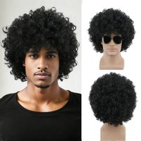 African Men Women Synthetic Wigs Fluffy Curly Hair Hat Punk Style Disco Hippie Afro Wigs Cosplay Party Wigs Cap Headcover Props