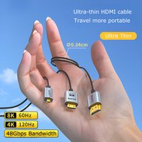 Ultra Thin HDMI 2.1 Cable Coaxial 8K Hyper Super Flexible Slim HDMI Cord 48Gbps EARC HDR 8K 60Hz 4K 120Hz for TV Box PS5 Laptop