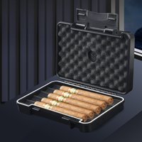 2024 New Design Cigar Humidor With Hygrometer And Humidifier ABS Travel Cigar Box Case Storage For 5 Cigars Smoking Accessories