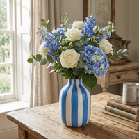 Modern Nordic Style Ceramic Vase Minimalism Candy Color Stripes Vase Decorative Vase Flower-Wrapping Vases Gift