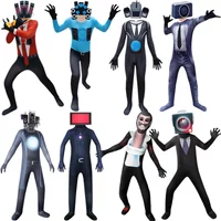 Skibidi Toilet Costume Game Cosplay Speaker Man TV Man Bodysuit Jumpsuit Mask Cosplay Halloween Costumes for Men Kids