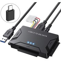 IDE SATA Festplatten Adapter Hard Drive, USB 3.0 Adapter for 2.5/3.5 Inch SATA HDD/SSD, IDE Festplatten Adapter Supply DC 12V 2A