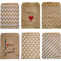50 pcs Bio-degradable treat candy bag Party Favor Paper Bags Chevron Polka Dot Stripe Print Paper craft Bakery Bag