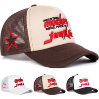 Unisex Modern Junkie Letter Embroidery Baseball Net Caps Spring and Summer Outdoor Adjustable Casual Hats Sunscreen Hat
