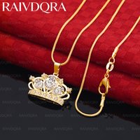 18K Gold Plated Zirconia Crown Pendant Necklace For Women Charm Trend Birthday Gifts Fashion Party Jewelry