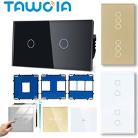 TAWOIA 157mm EU 1/2/3/4Gang 1/2/3Way Touch Sensor Light Switch DIY with Glass Panel Home Improvement Touch Switch Function Parts