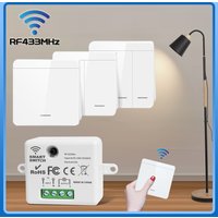 RF433Mhz Wireless Light Wall Switch Relay Receiver 10A 1/2/3Gang Panel Switch Remote Control Interruptor For LED Lamp 110V 220V