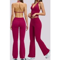 2 Piece Yoga Set Slim Fit Beauty Back Sports Bra Gym Sports Running Fitness Set High Waist Flares Leggings Women's Tracksuits image 4