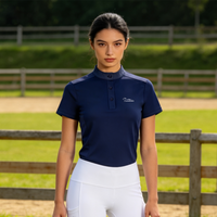 female riding shirt white color competition T shirt navy color woman clothes equestrian equipments