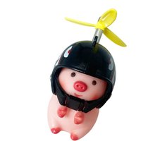 AliExpress Bike Motor Accessories Pig with Propeller Helmet Broken Wind Rubber Pigs Toy Car Bicycle Pink Piggy Ornaments Handlebar Decor