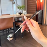 C Stainless Steel Round Spoon Net Red Golden Dinner Long Handle Stirring Dessert Spoons For Kitchen Accessories Gadgets