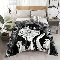 Art Junji Ito Tomie Retro Cool Girl Throw Flannel Throw Blanket: Soft Kid-Friendly Warm Anti-Static All Season Washable Couch