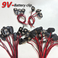 9V 1pc/5pcs/10Pcs T Type/I Type 9V Battery Clips 2 Wired Cable Connection Connector Buckle Battery Clip Connector Battery Holder