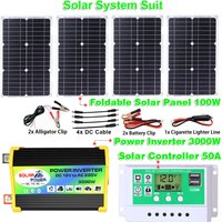 Solar Power System Set Solar Panel Controller 3000W Smart LCD Display Solar Inverter DC12V To AC110/220V Dual USB for Car Phones