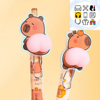 Capybara Butt Pressing Neutral Pen Funny Writing Pens Quick-Drying Writing Smooth Kawaii Pens Aesthetic Stationery