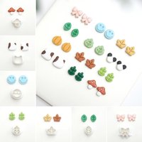 Mini Earrings Polymer Clay Cutter Mushroom Leaf Animal Forest Shape Clay Mold for DIY Soft Pottery Earrings Jewelry Making